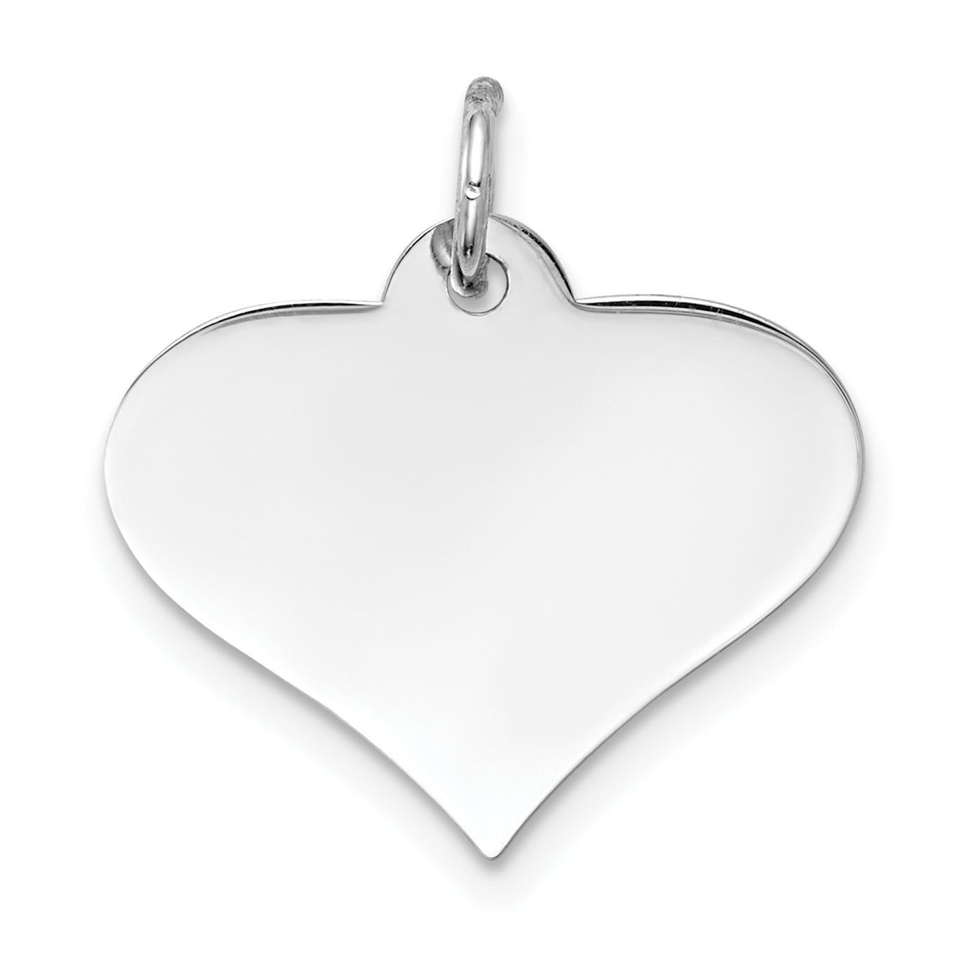 14K White Gold Plain .013 Gauge Engraveable Heart Disc Charm Main image