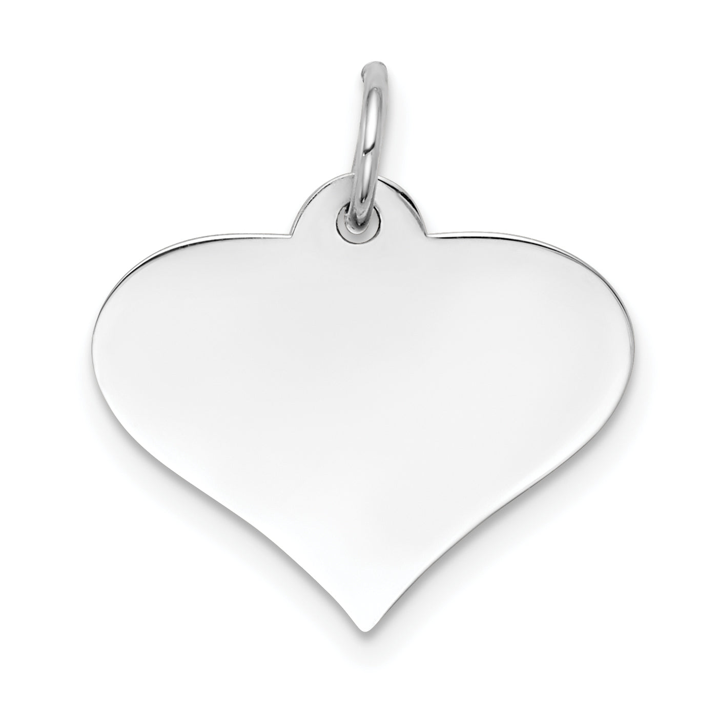 14K White Gold Plain .018 Gauge Engraveable Heart Disc Charm Main image