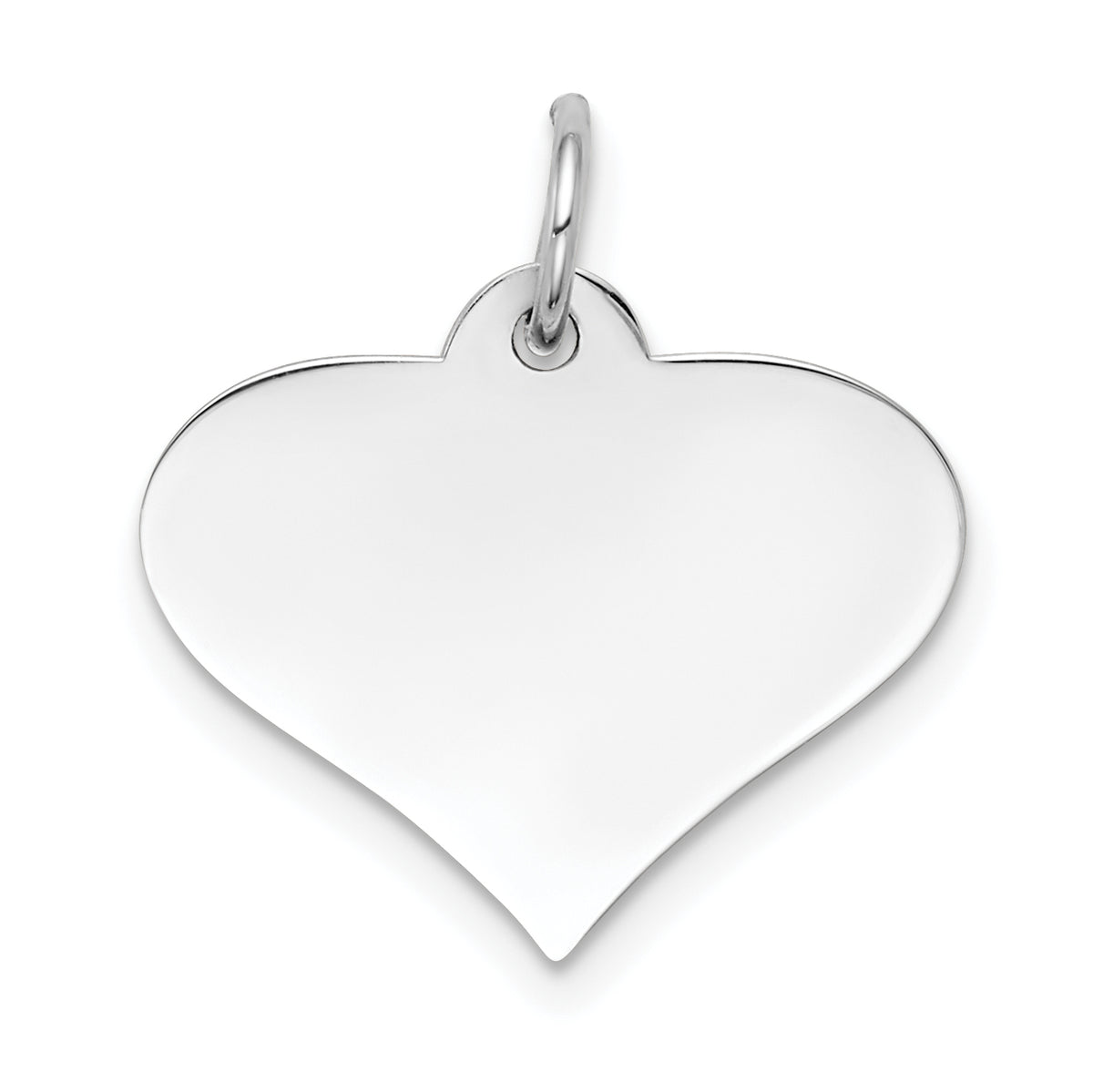 14K White Gold Plain .018 Gauge Engraveable Heart Disc Charm