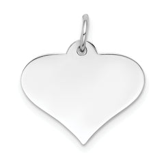 14K White Gold Plain .011 Gauge Engraveable Heart Disc Charm