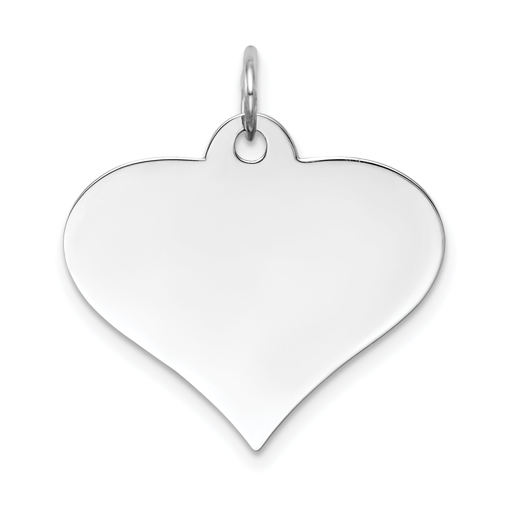 14K White Gold Plain .018 Gauge Engraveable Heart Disc Charm