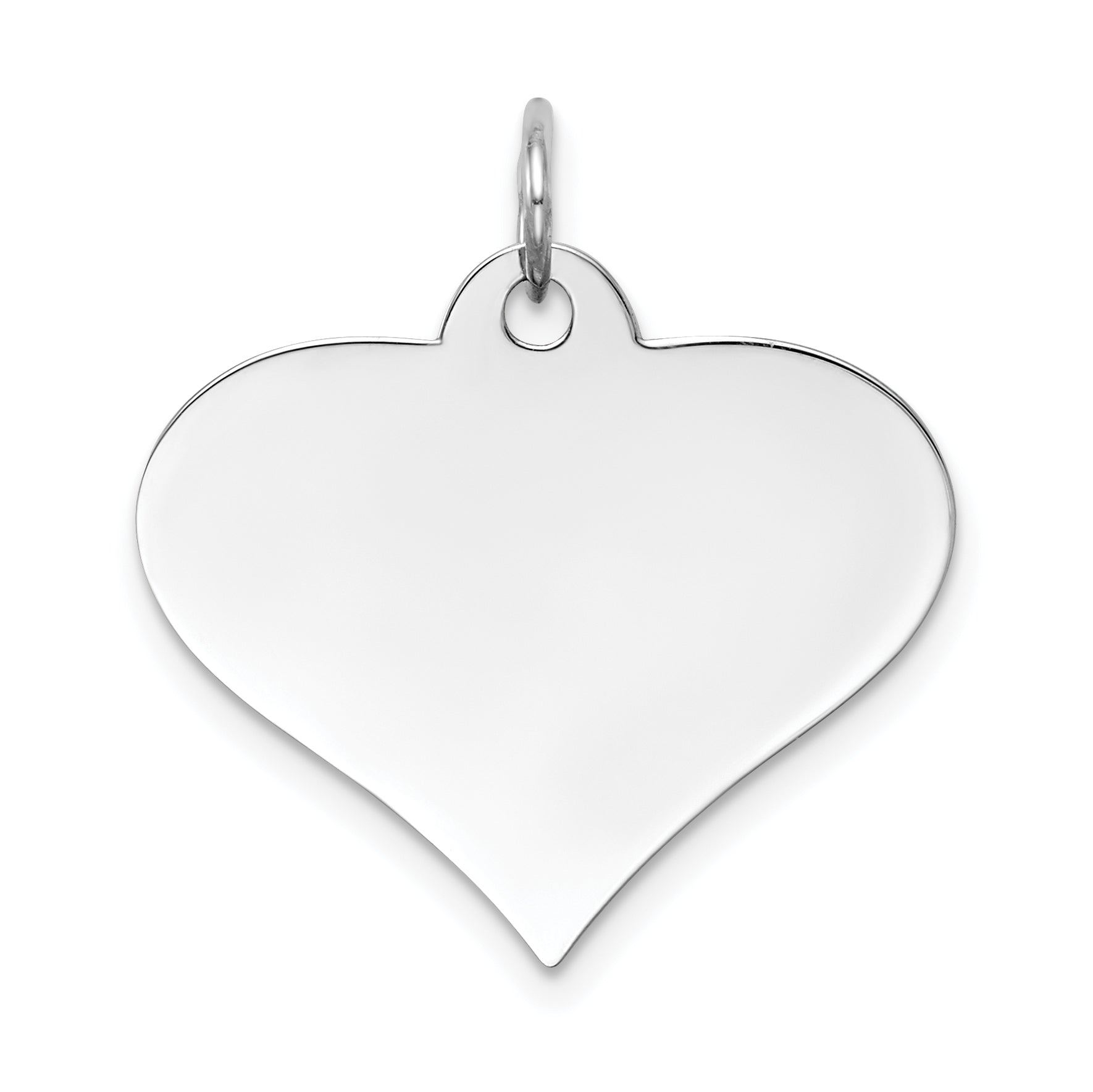 14K White Gold Plain .035 Gauge Engraveable Heart Disc Charm Main image