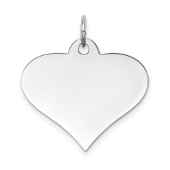 14K White Gold Plain .027 Gauge Engraveable Heart Disc Charm
