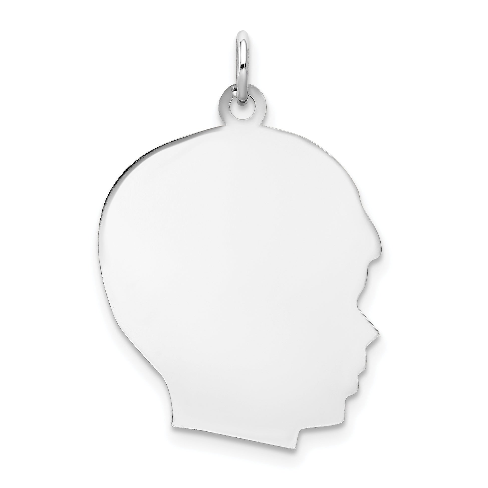 14K White Gold Plain Large Facing Right Engravable Boy Charm Main image
