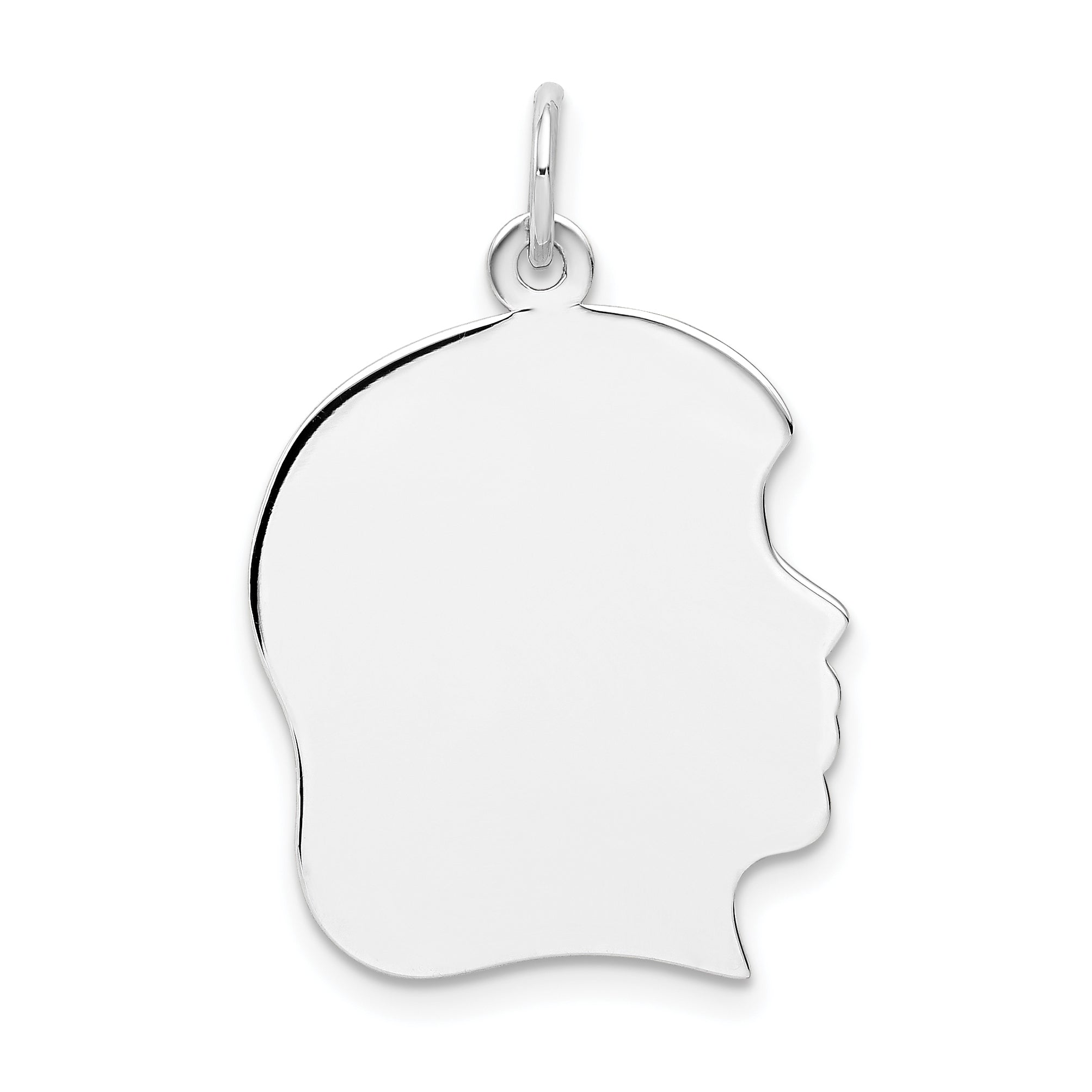 14K White Gold Plain Large Facing Right Engravable Girl Charm Main image