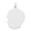 14K White Gold Plain Large Facing Left Engravable Boy Charm