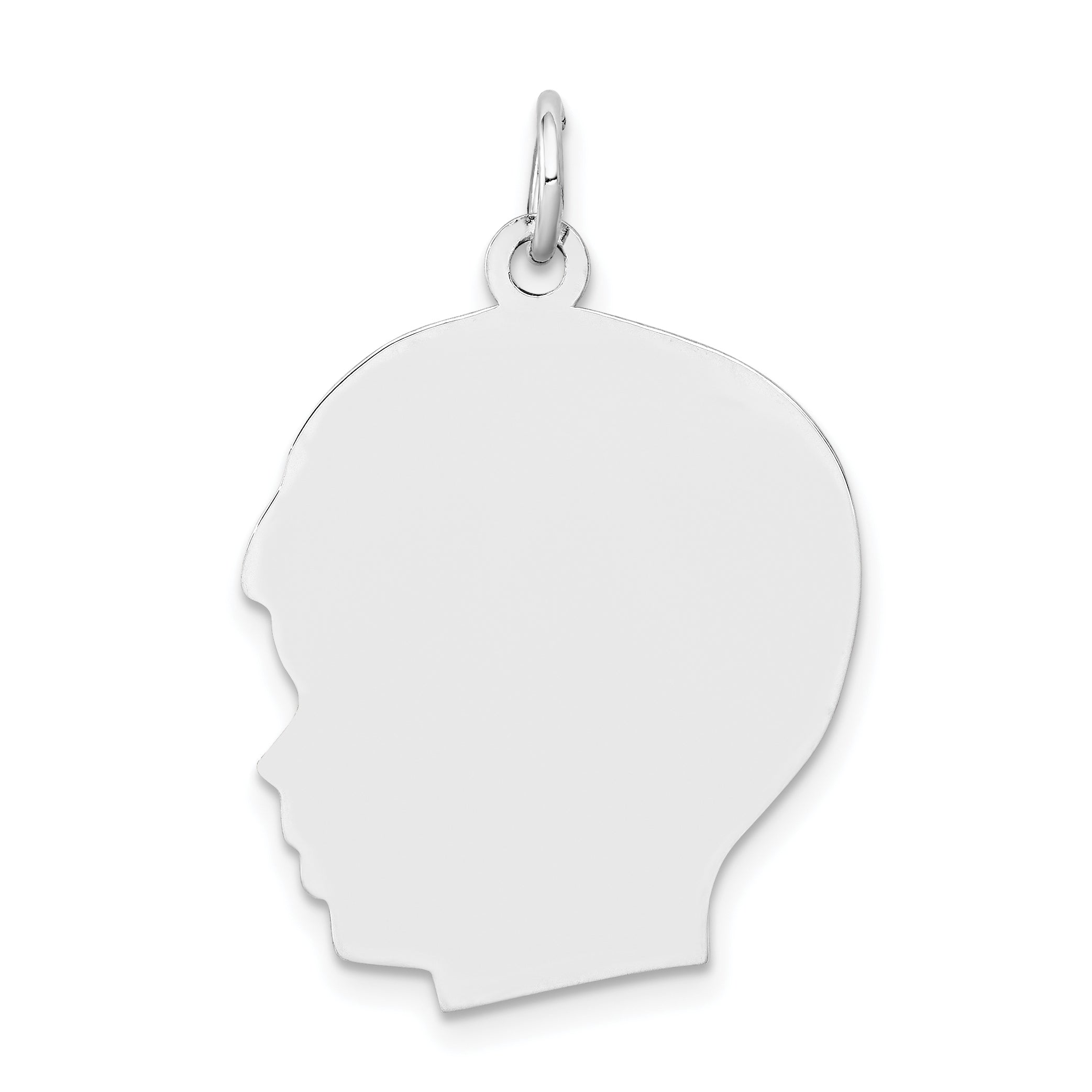 14K White Gold Plain Large Facing Left Engravable Boy Charm Main image