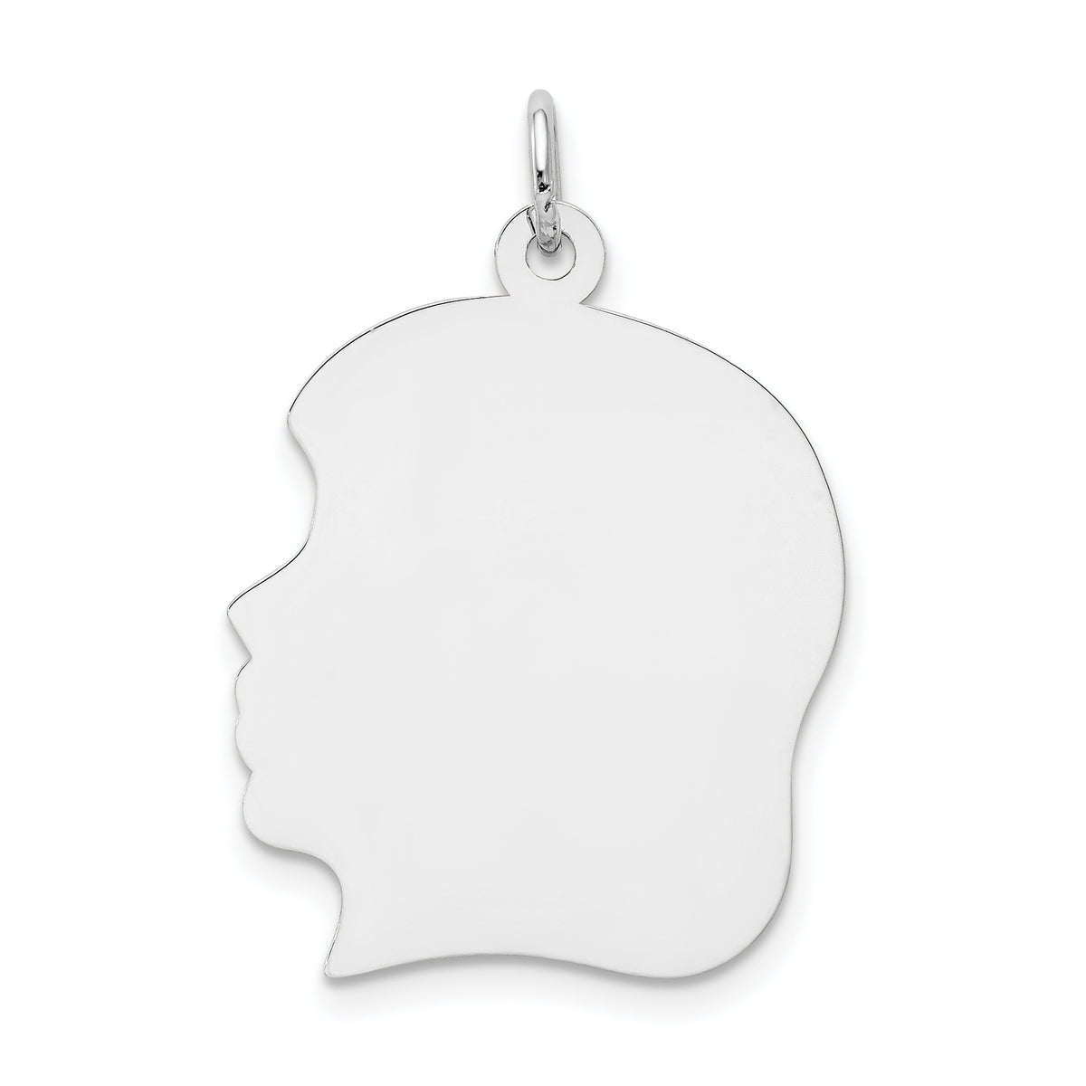 14K White Gold Plain Large Facing Left Engravable Girl Charm