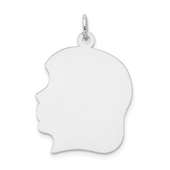 14K White Gold Plain Large Facing Left Engravable Girl Charm