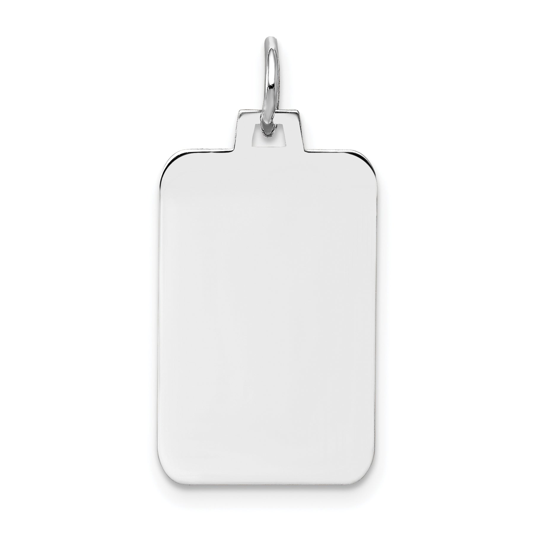 14K White Gold Plain .013 Gauge Rectangular Engravable  Charm