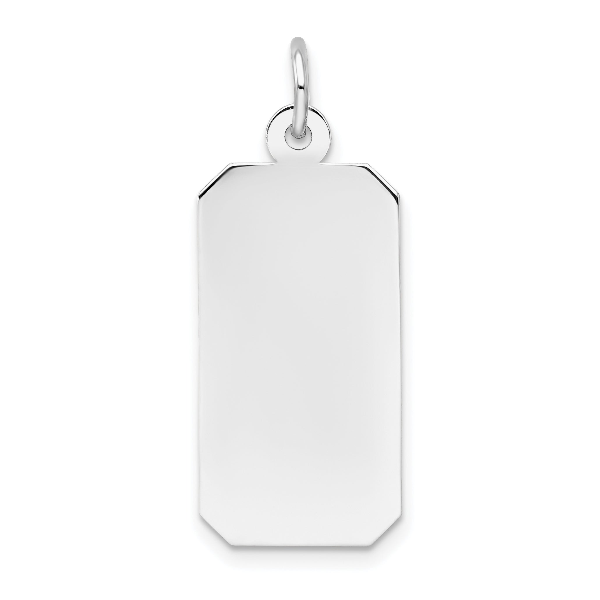 14K White Gold Plain .027 Gauge Rectangular Engravable Charm Main image