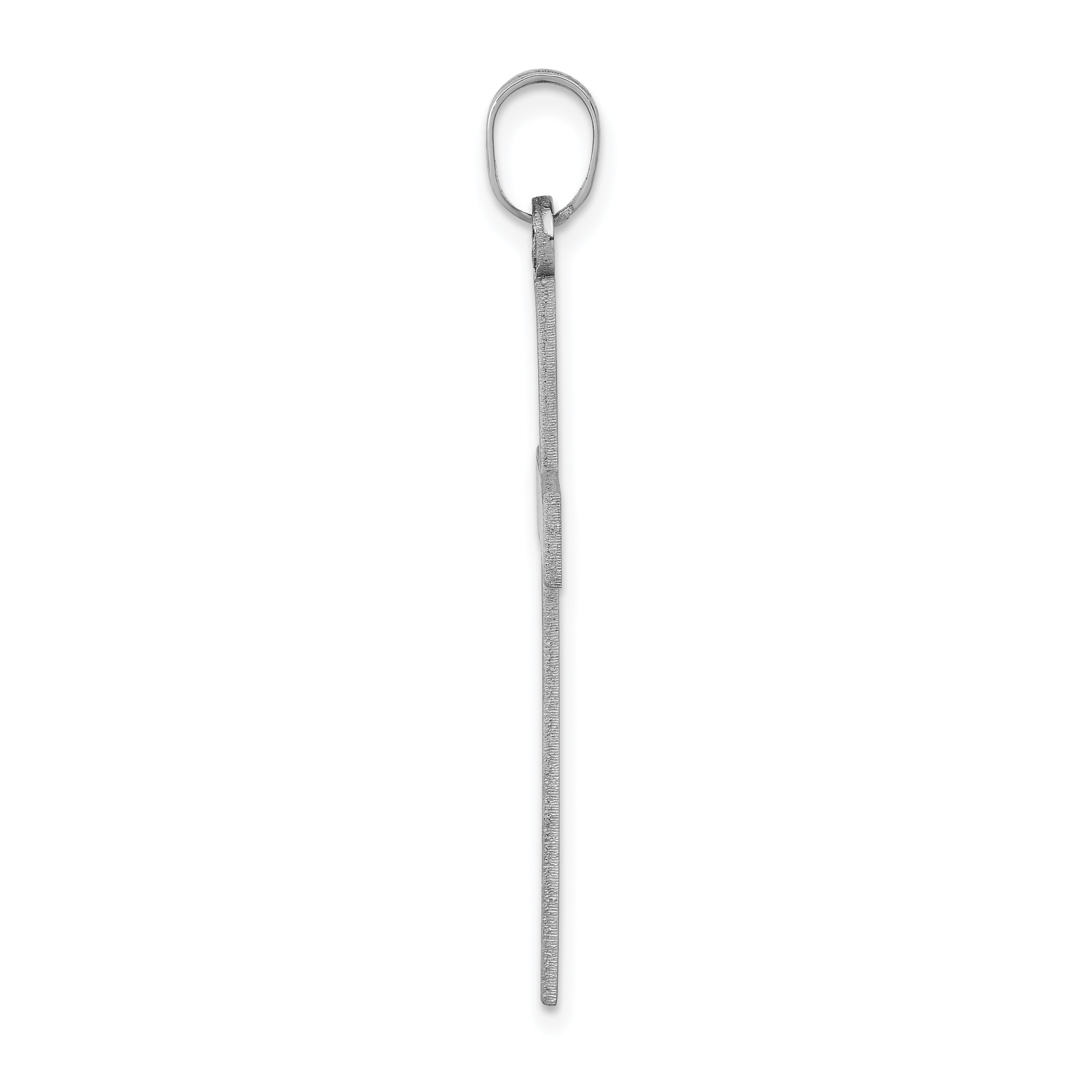 14K White Gold Florentine Satin Cross Pendant