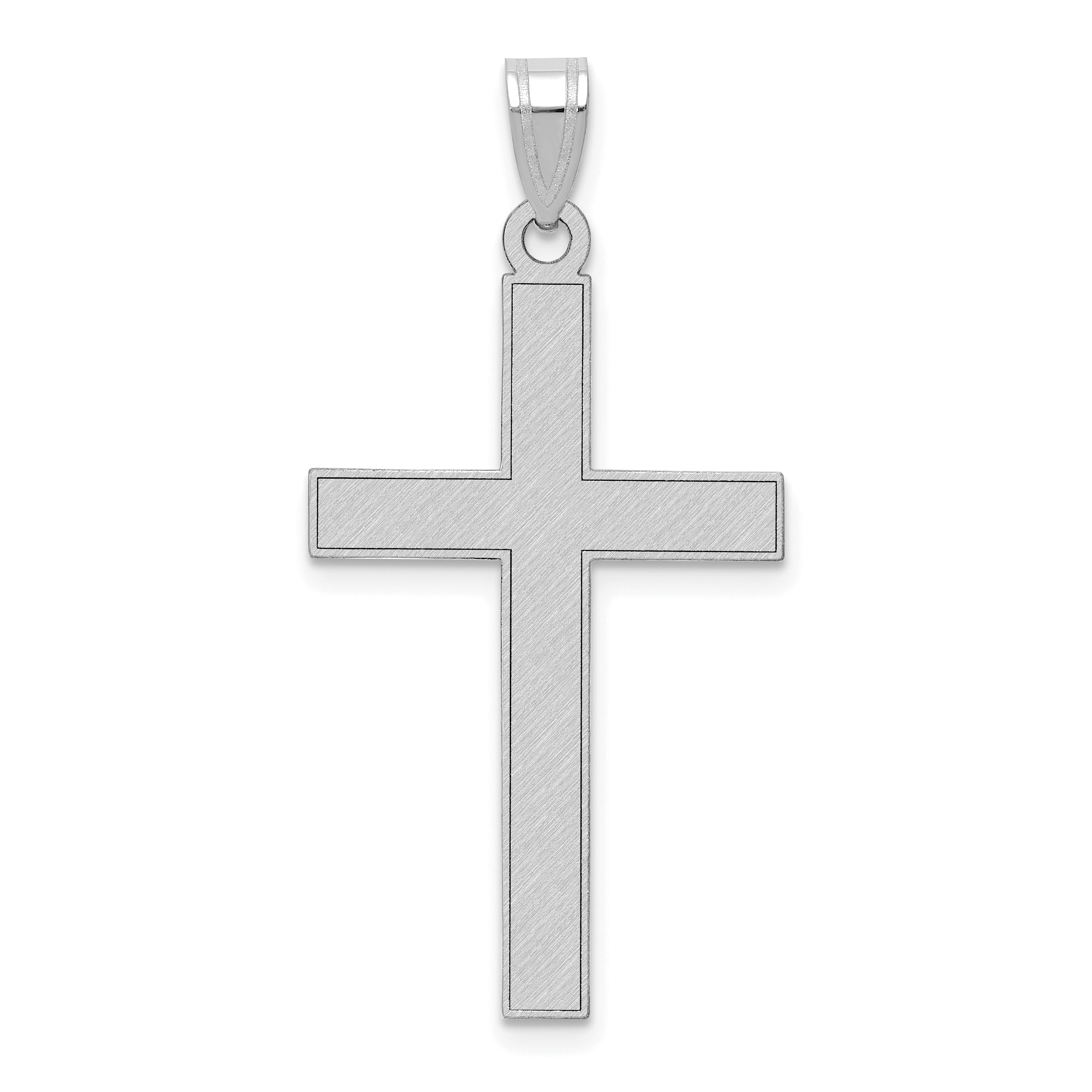 14k White Gold Florentine Satin Cross Pendant