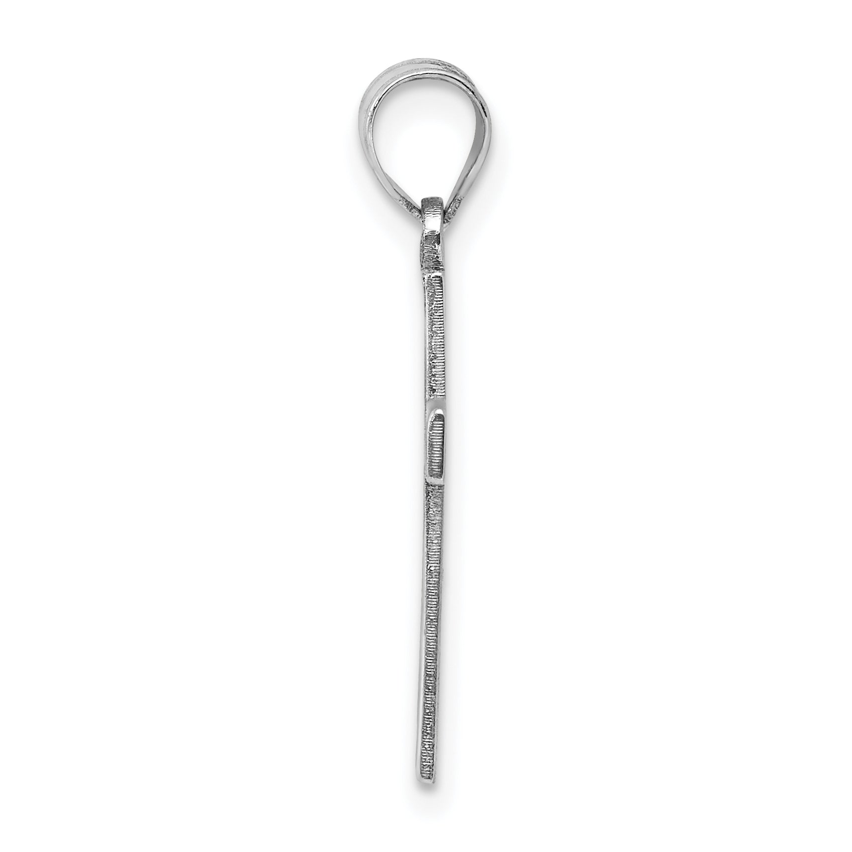 14K White Gold Solid Laser Etched Cross Pendant Secondary image