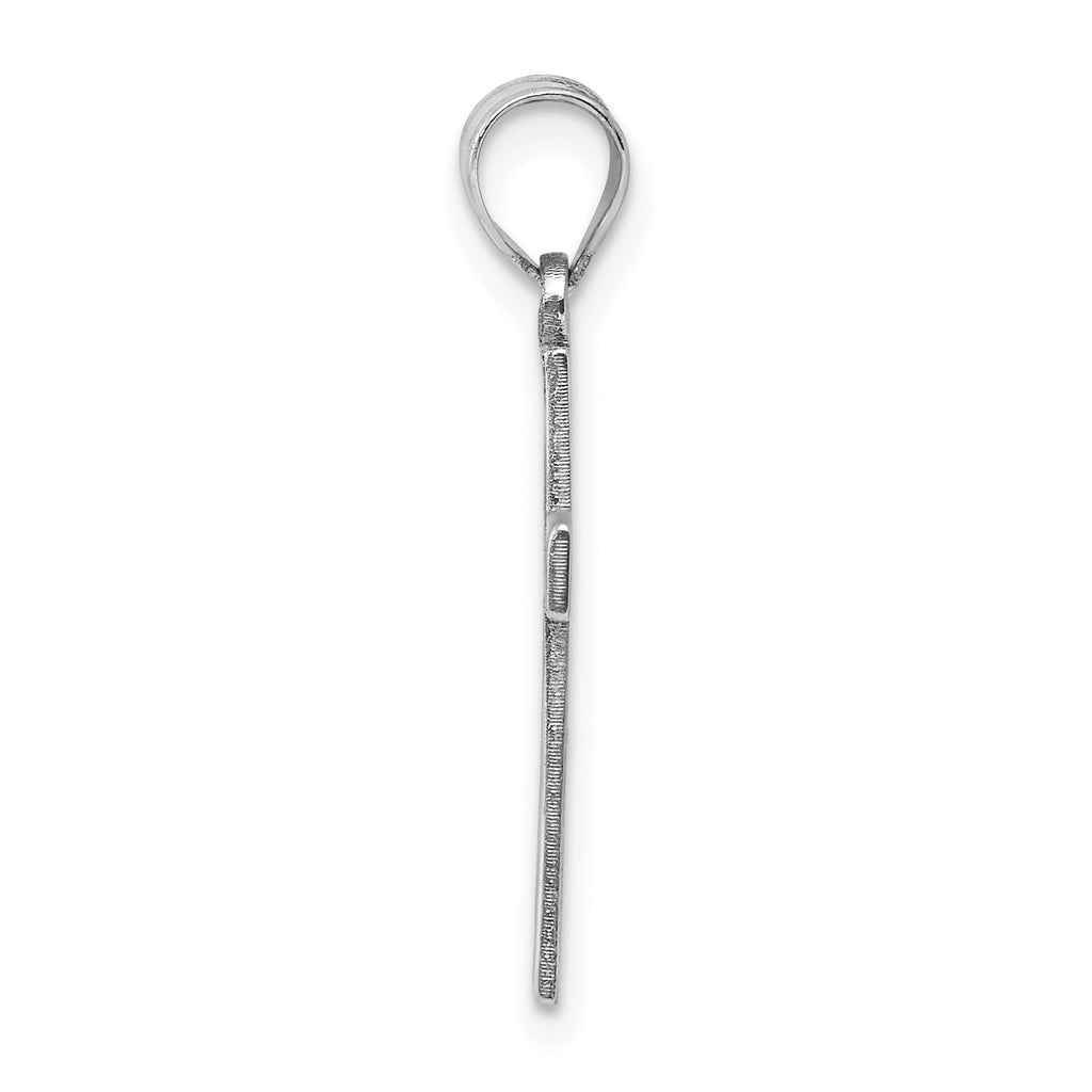 14K White Gold Solid Laser Etched Cross Pendant