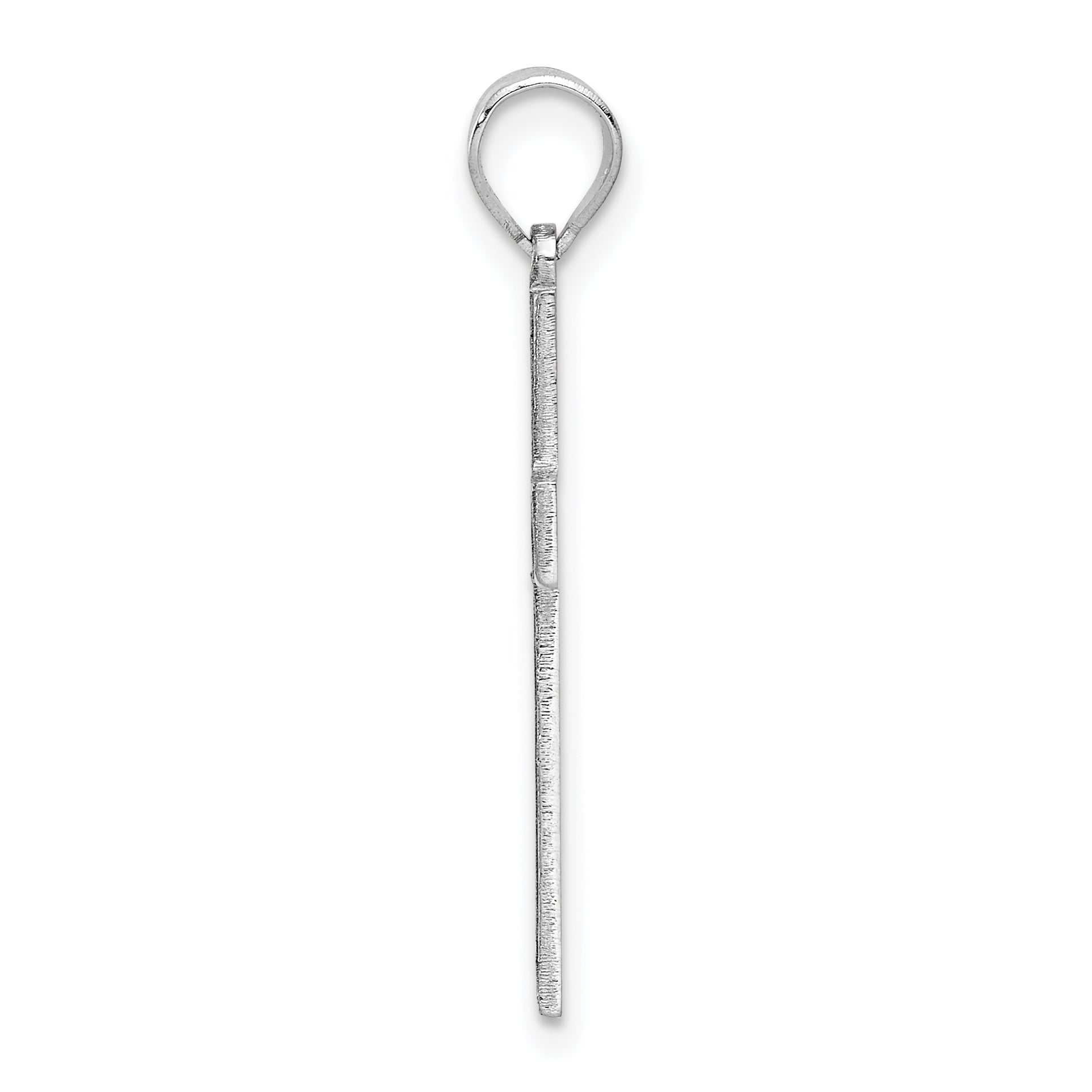 14K White Gold Solid Laser Etched Cross Pendant Secondary image