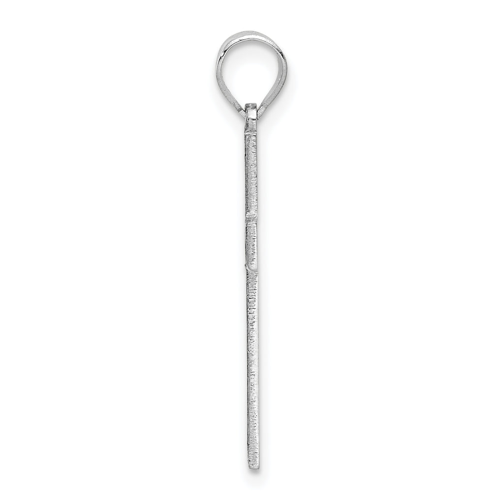 14K White Gold Solid Laser Etched Cross Pendant