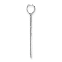 14K White Gold Solid Laser Etched Cross Pendant