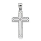 14k White Gold Solid Laser Etched Cross Pendant