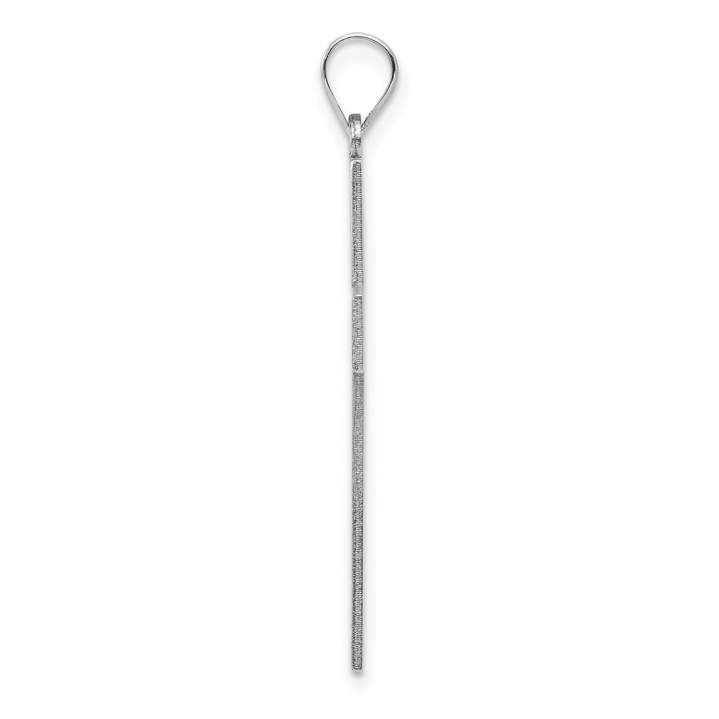 14K White Gold Solid Laser Etched Cross Pendant