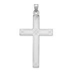 14k White Gold Solid Laser Etched Cross Pendant