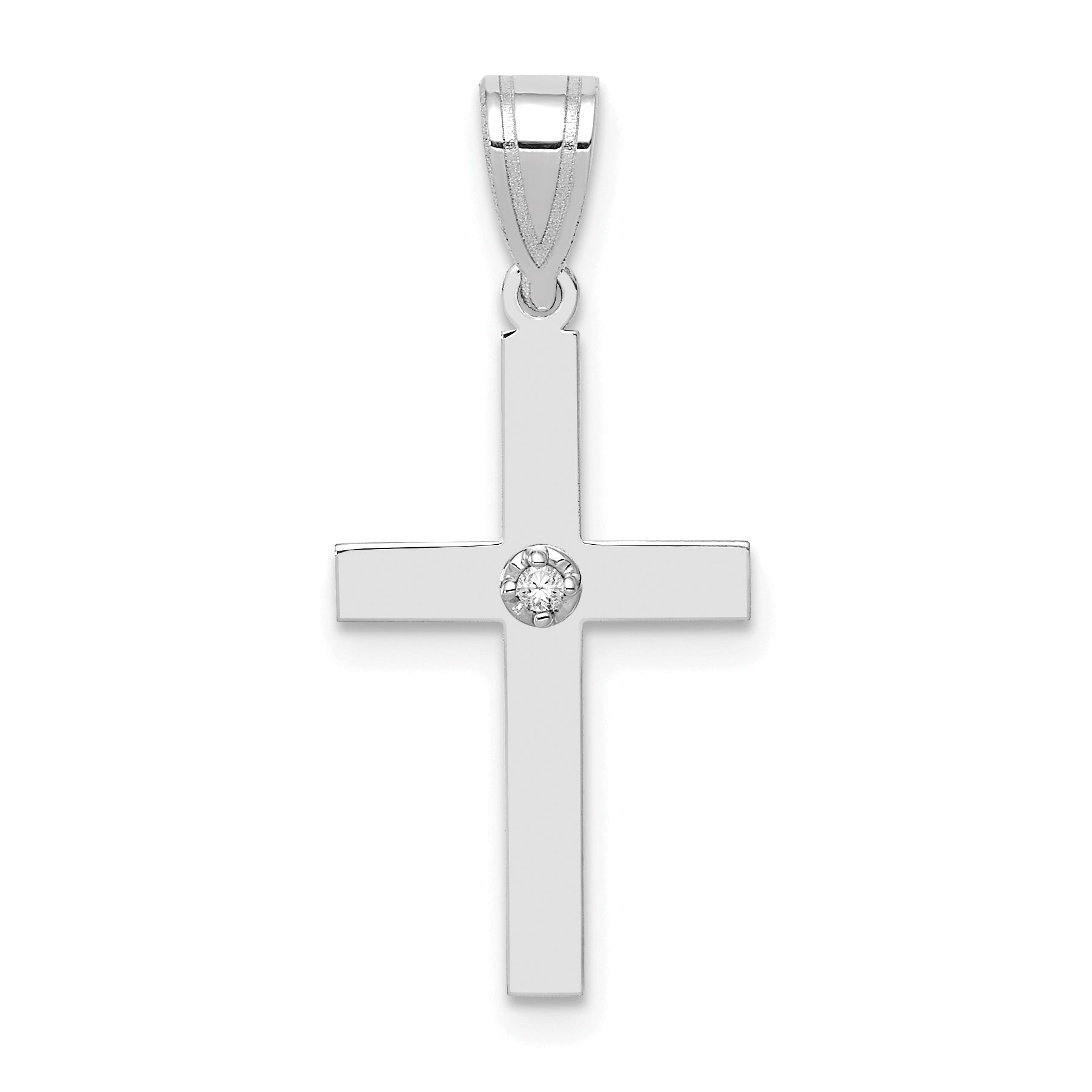 14k White Gold .01ct. Diamond Cross Pendant Main image