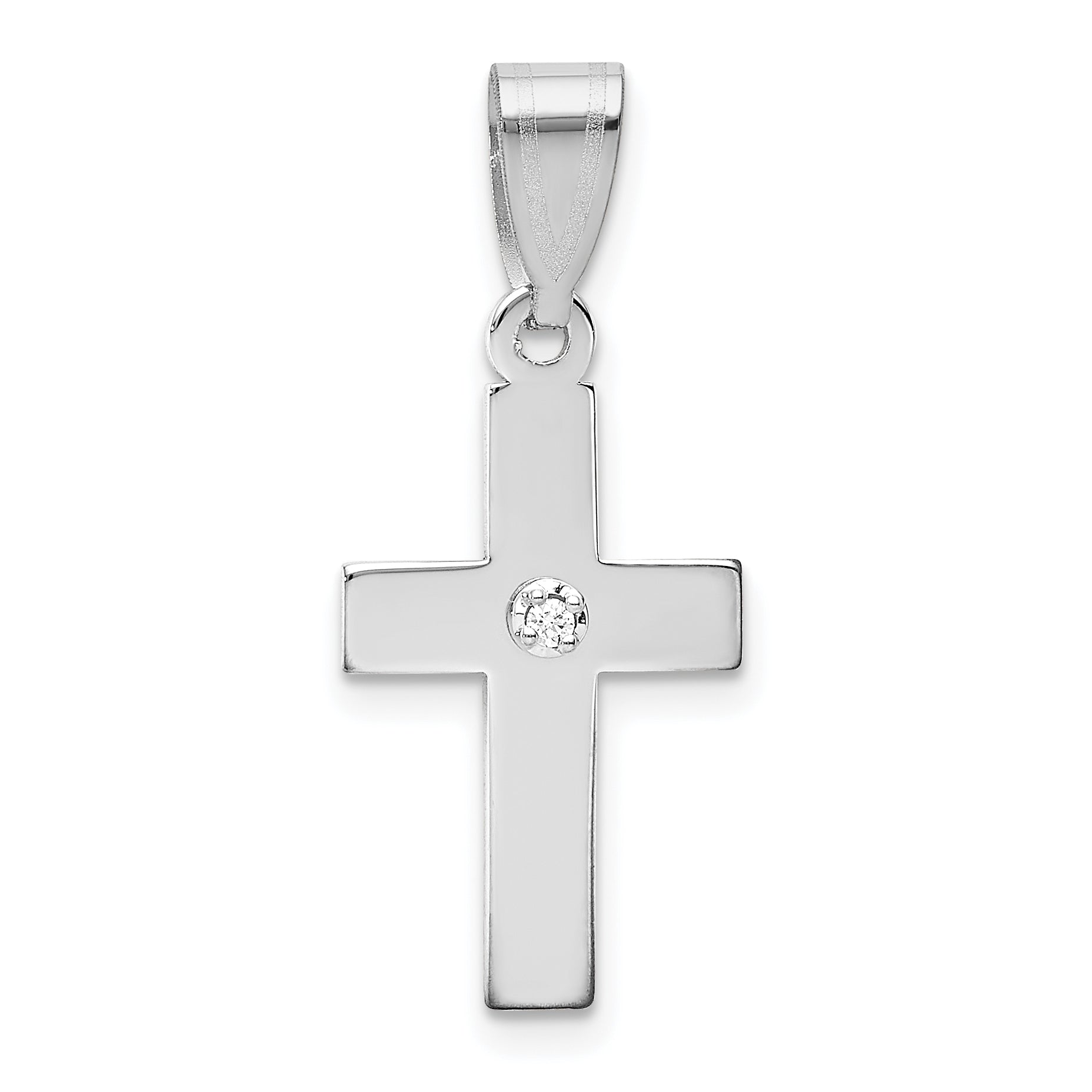 14k White Gold .01ct. Diamond Cross Pendant Main image