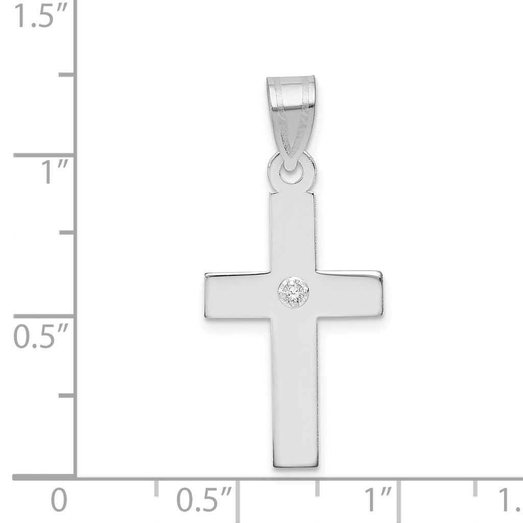 14K White Gold .02ct. Diamond Cross Pendant