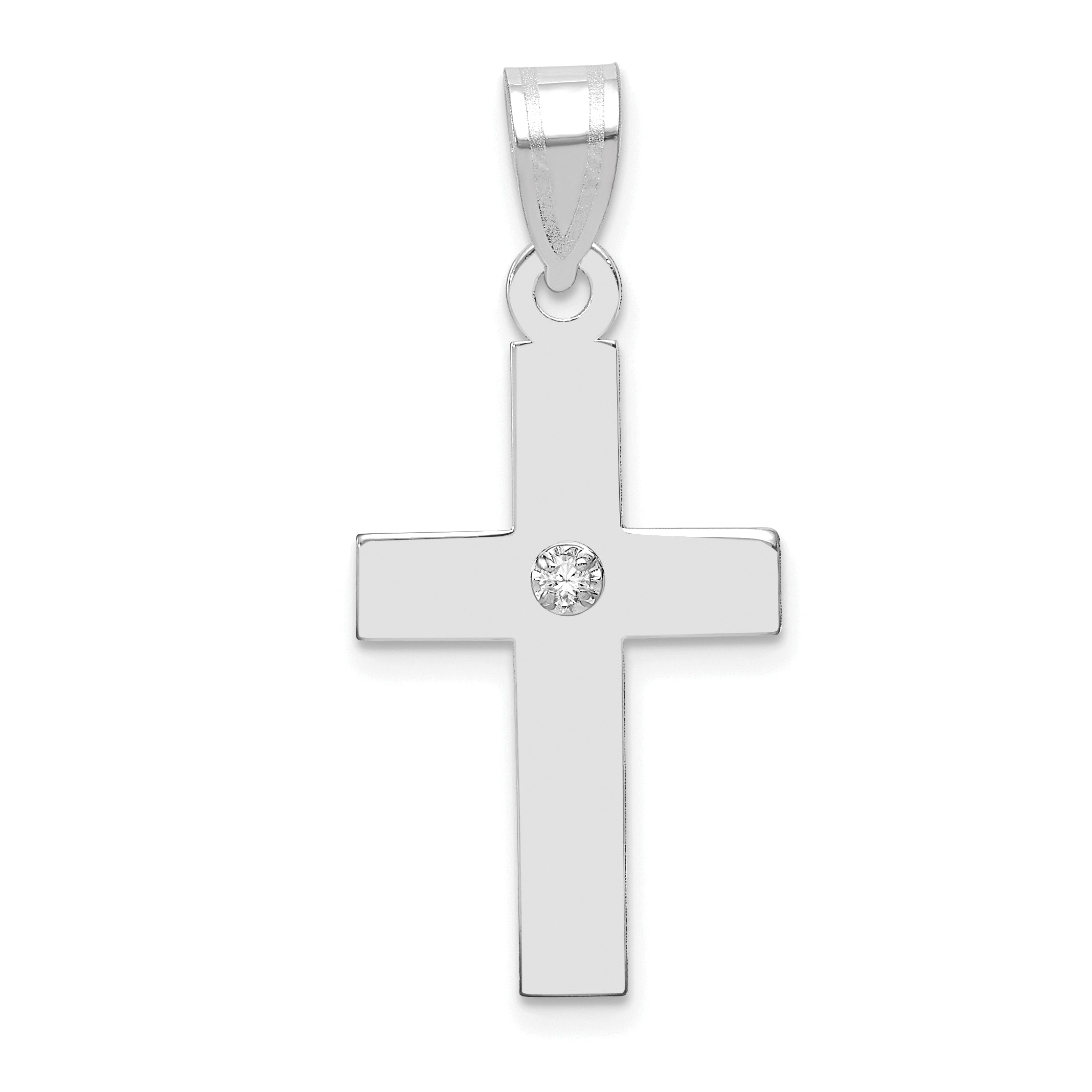 14k White Gold .02ct. Diamond Cross Pendant Main image
