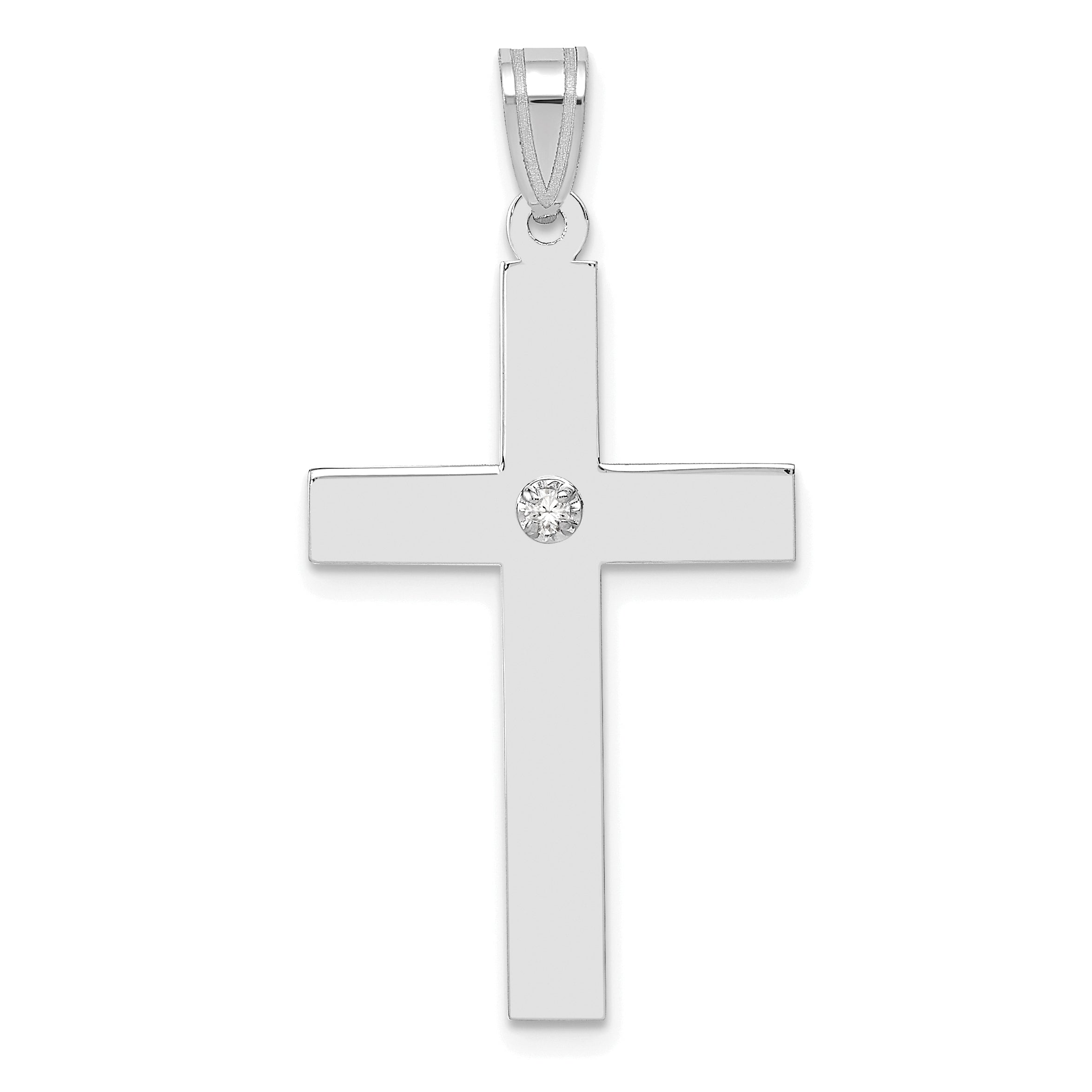 14k White Gold .02ct. Diamond Cross Pendant Main image