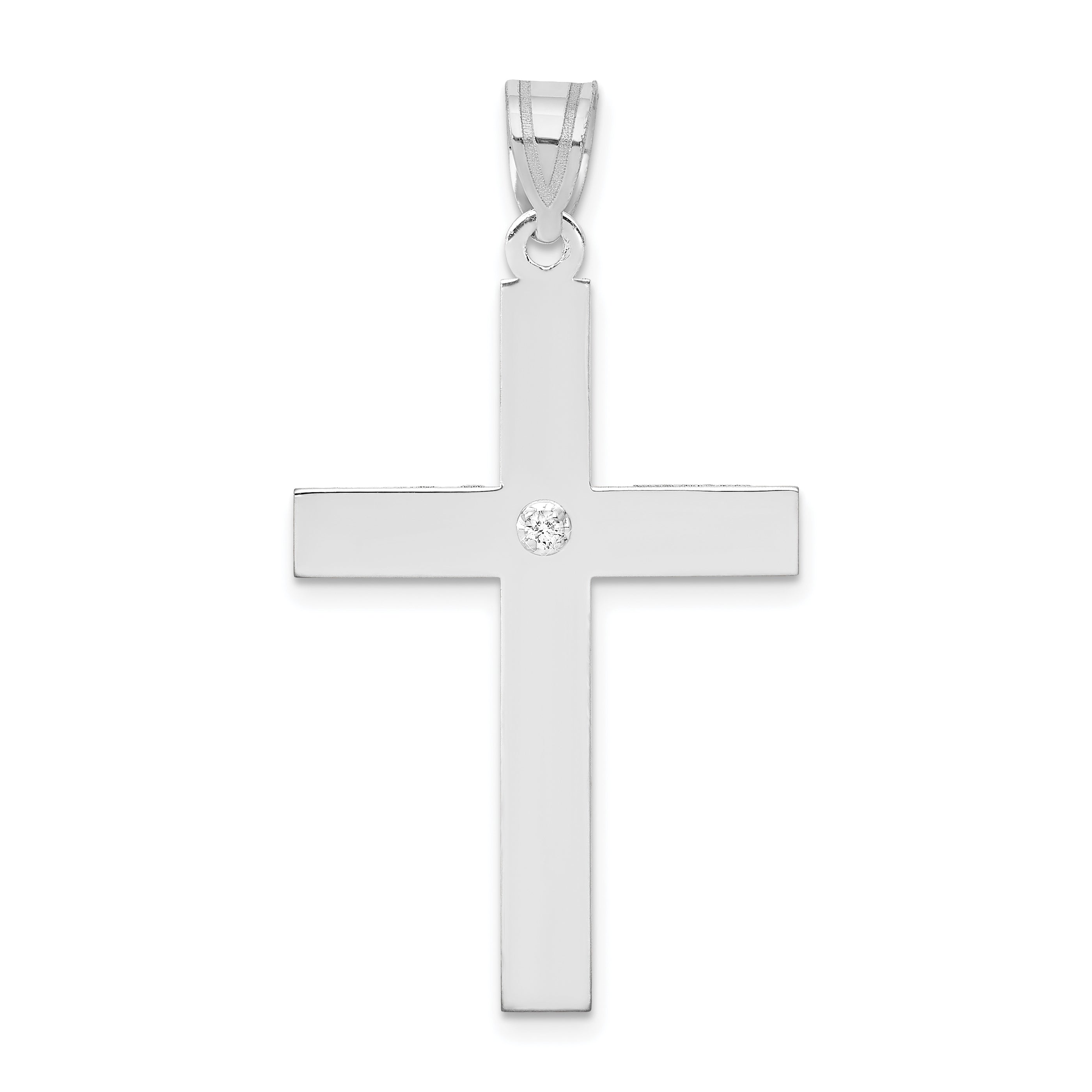 14k White Gold .02ct. Diamond Cross Pendant Main image