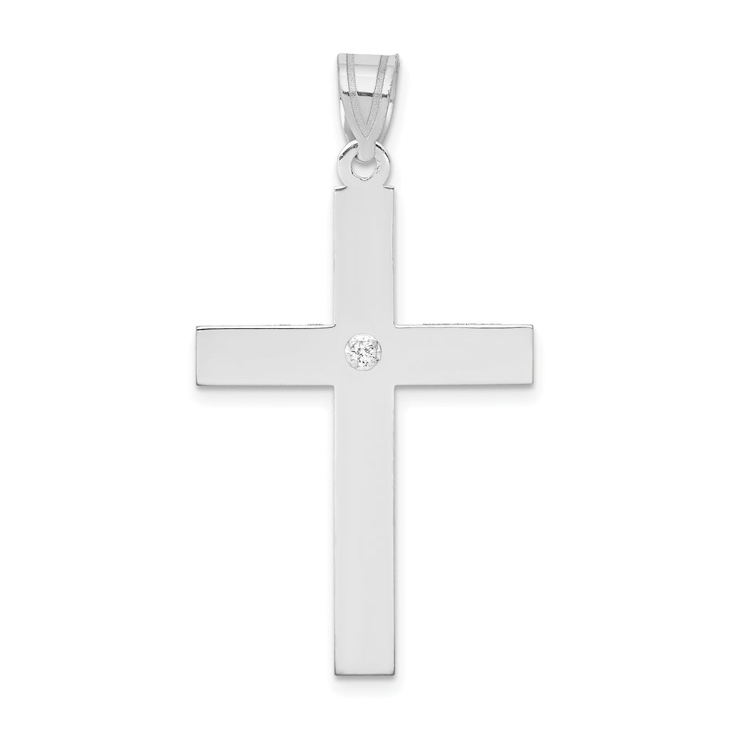 14k White Gold .02ct. Diamond Cross Pendant