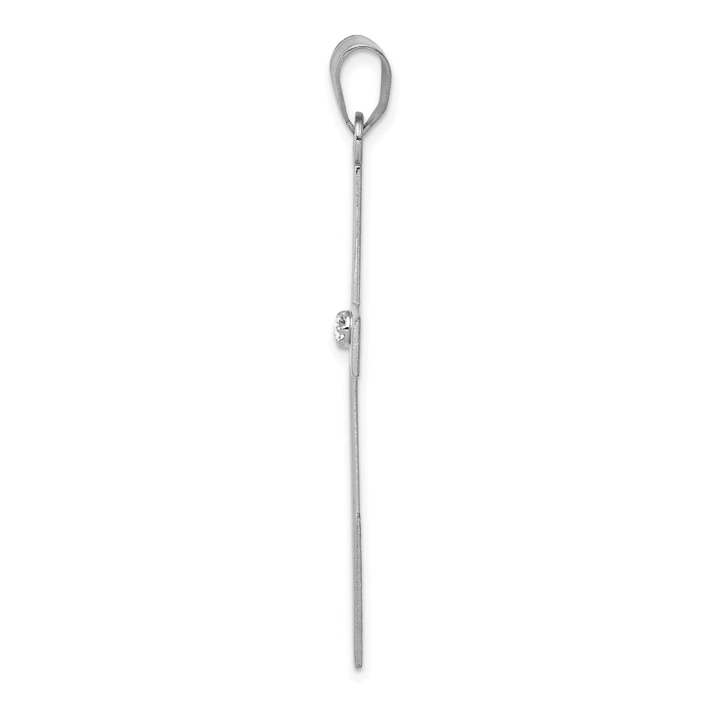 14K White Gold .03ct. Diamond Cross Pendant