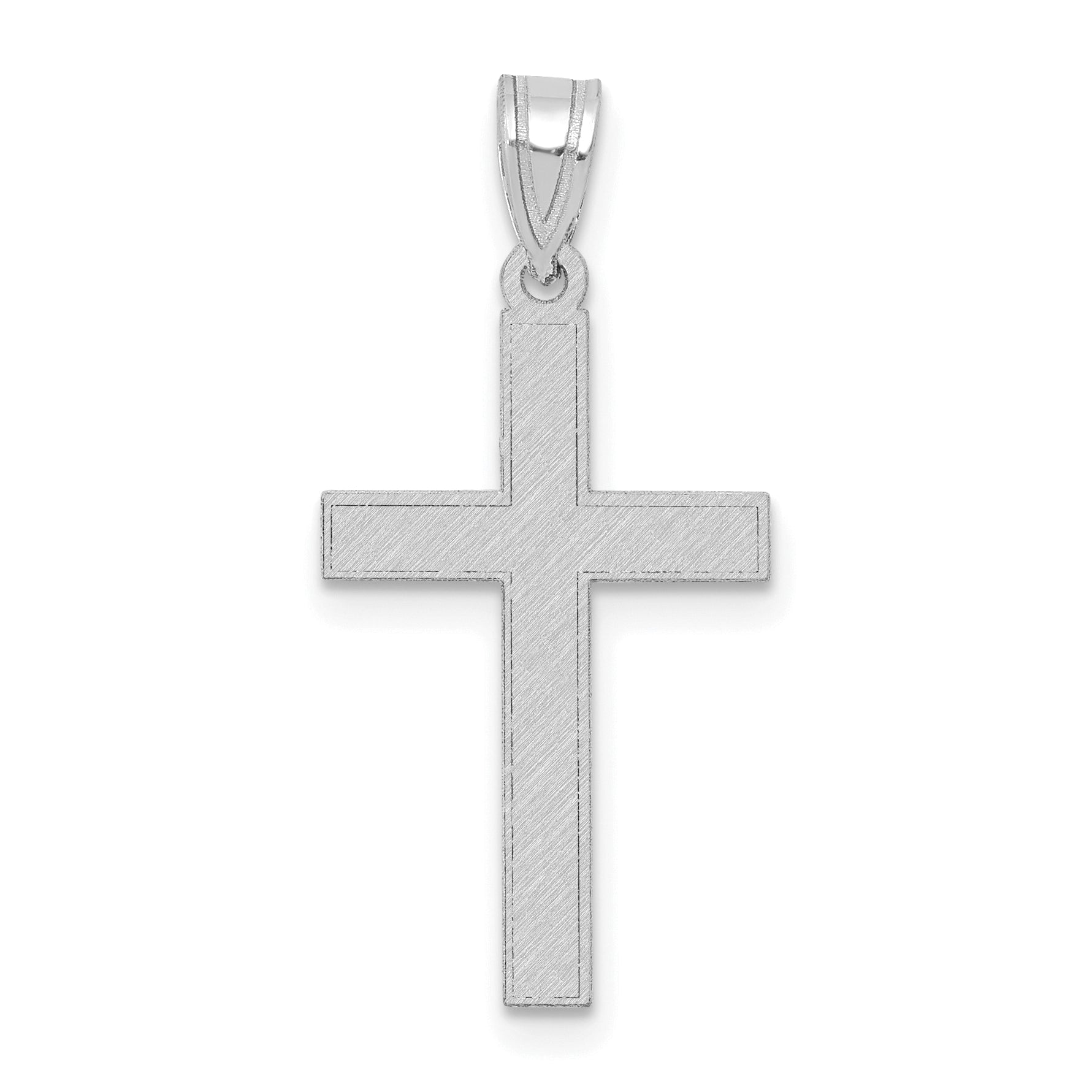 14k White Gold Florentine Satin Latin Cross Pendant Main image