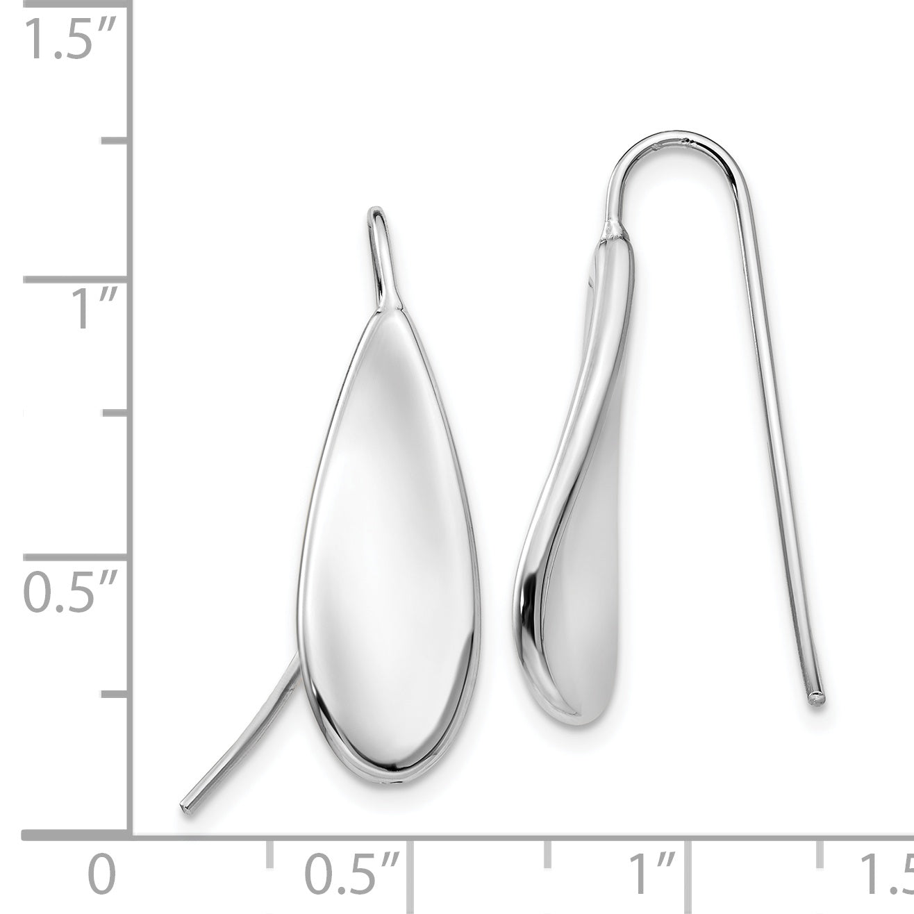 14k White Gold Curved Tear Drop Wire Earrings