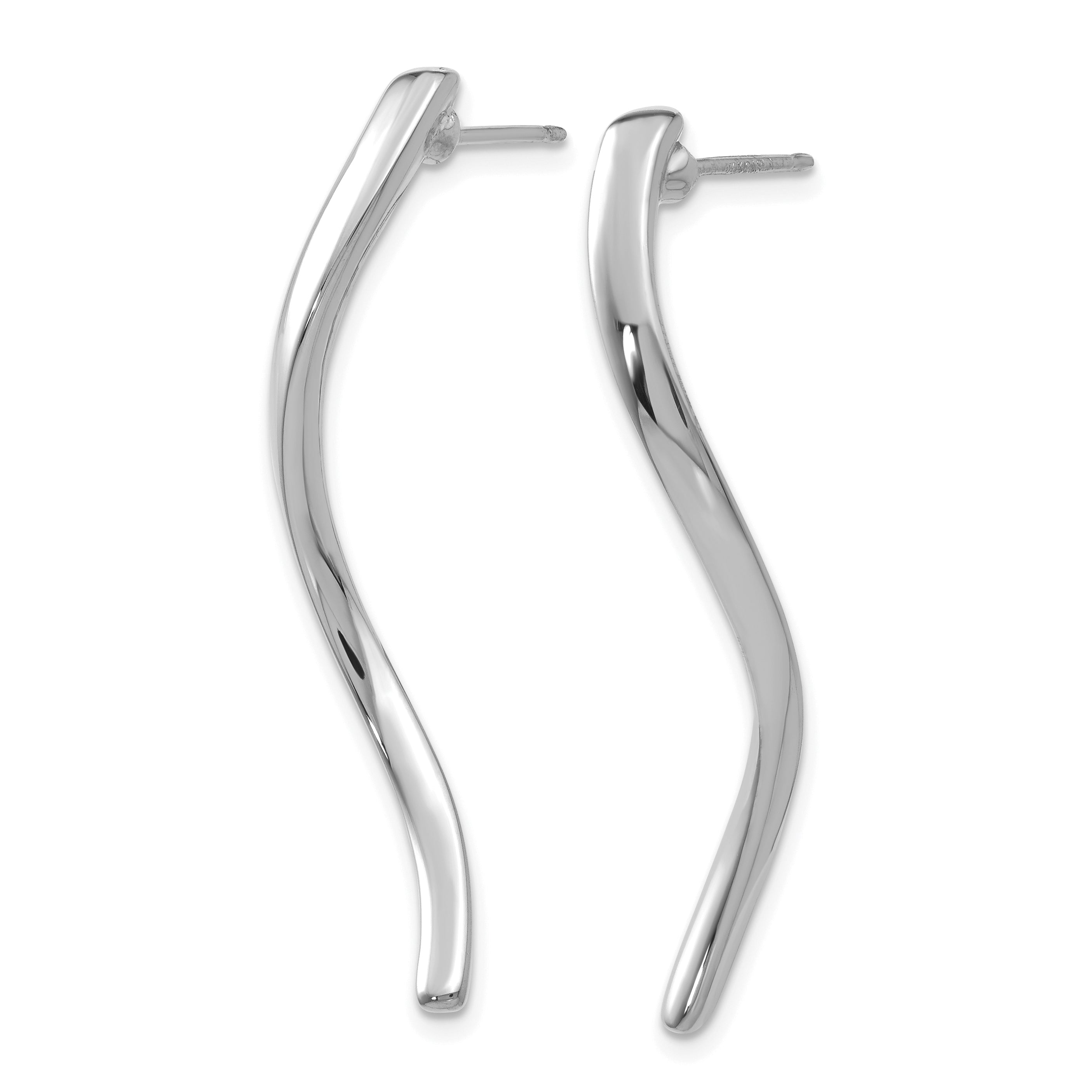 14k White Gold Long Curled Post Earrings Secondary image