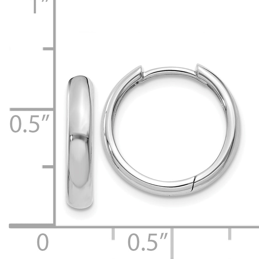14k White Gold Round Hinged Hoop Earrings Secondary image