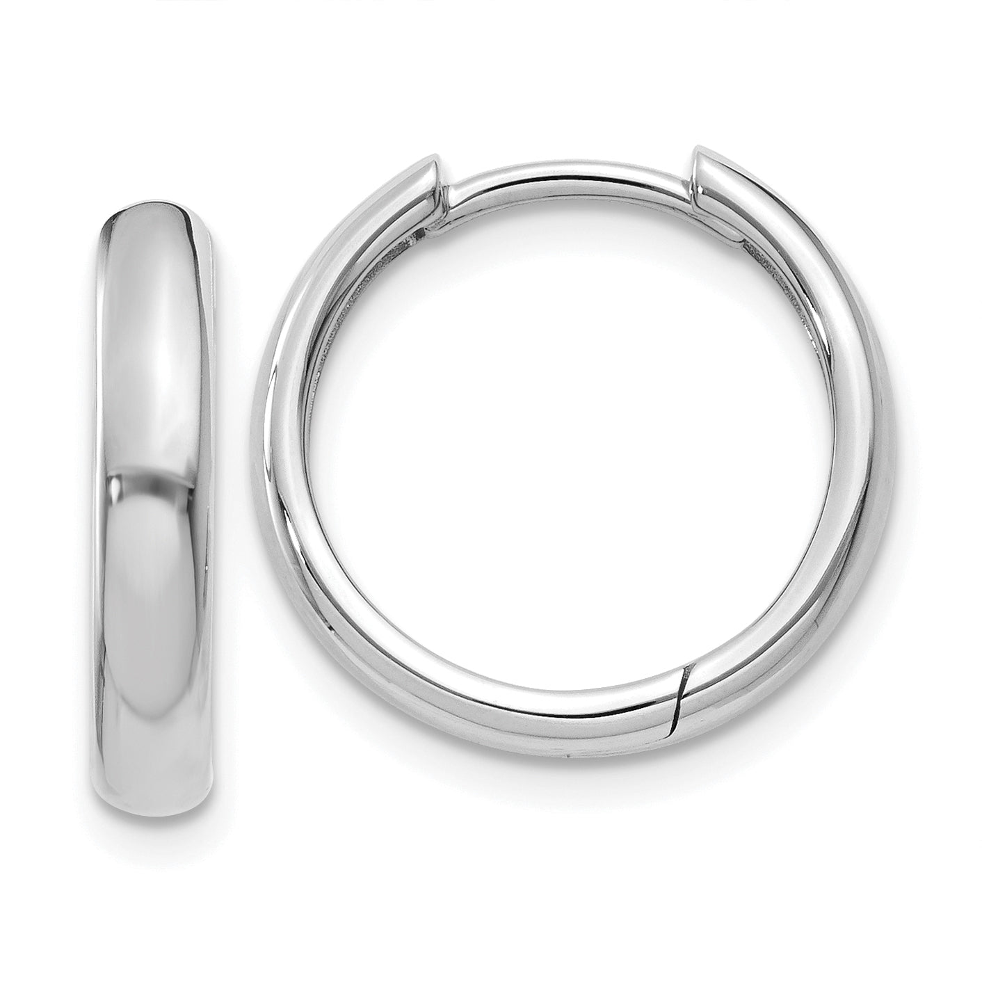 14k White Gold Round Hinged Hoop Earrings Main image