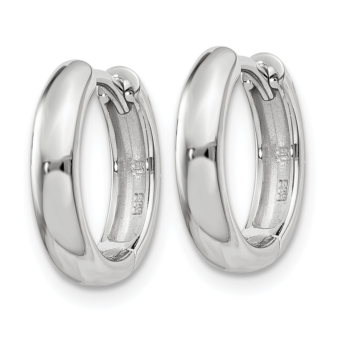 14k White Gold Round Hinged Hoop Earrings Secondary image