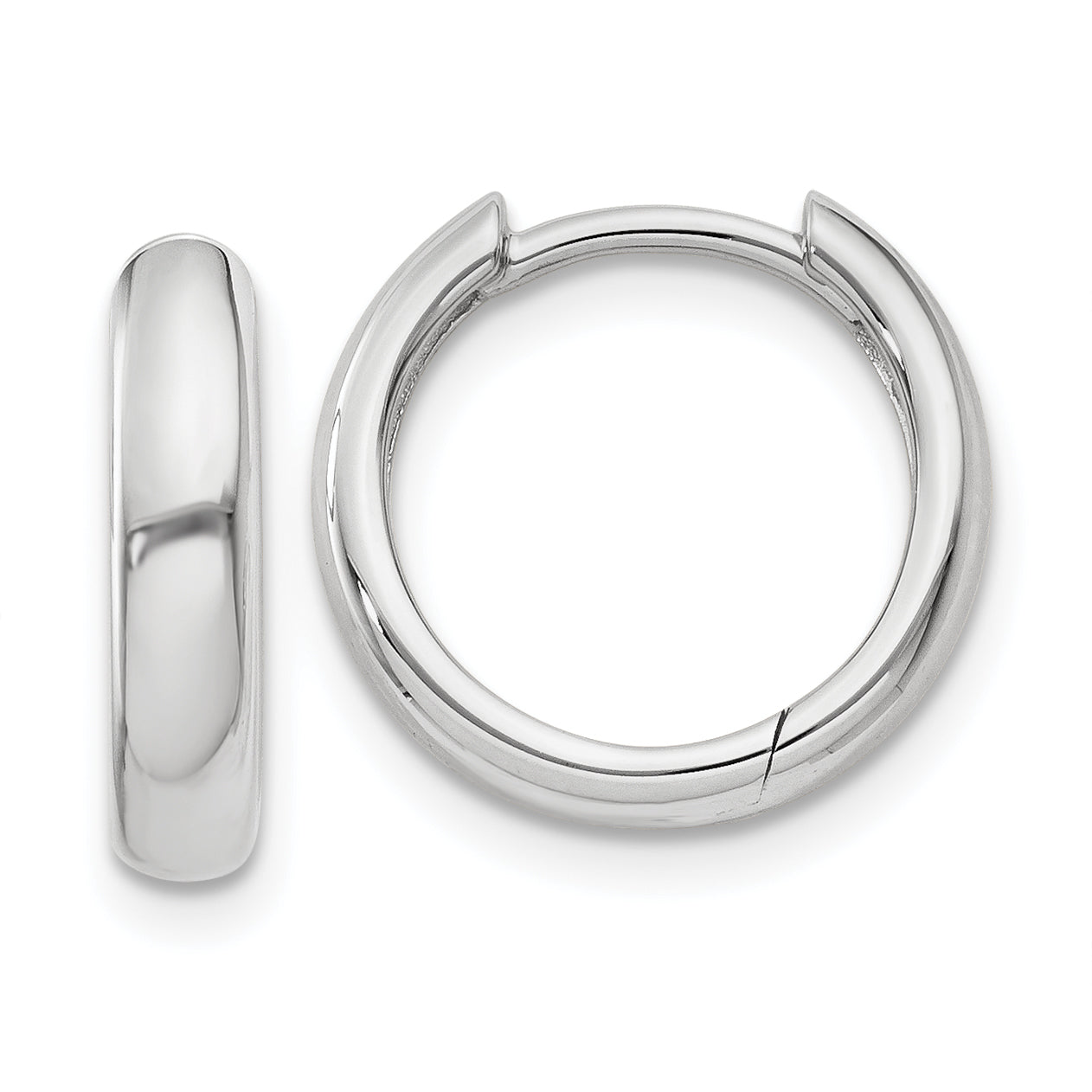 14k White Gold Round Hinged Hoop Earrings Main image