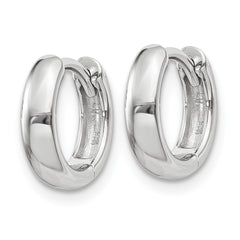 14k White Gold Round Hinged Hoop Earrings