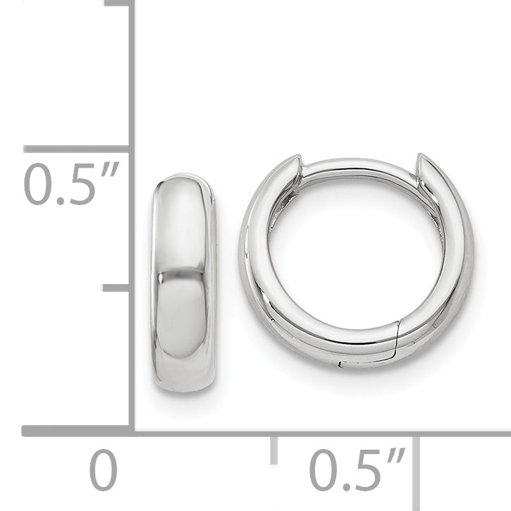 14k White Gold Round Hinged Hoop Earrings