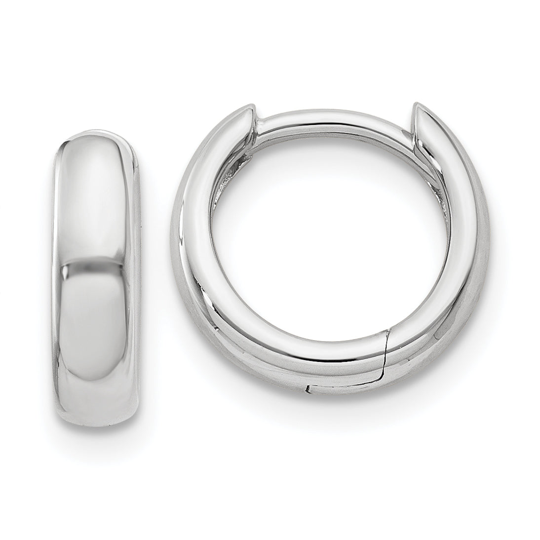 14k White Gold Round Hinged Hoop Earrings Main image