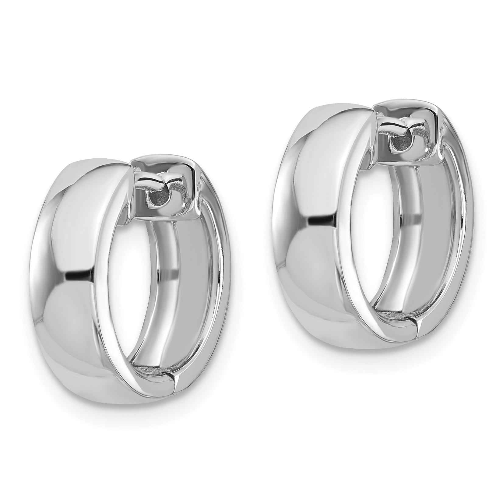 14k White Gold Round Hinged Hoop Earrings Secondary image