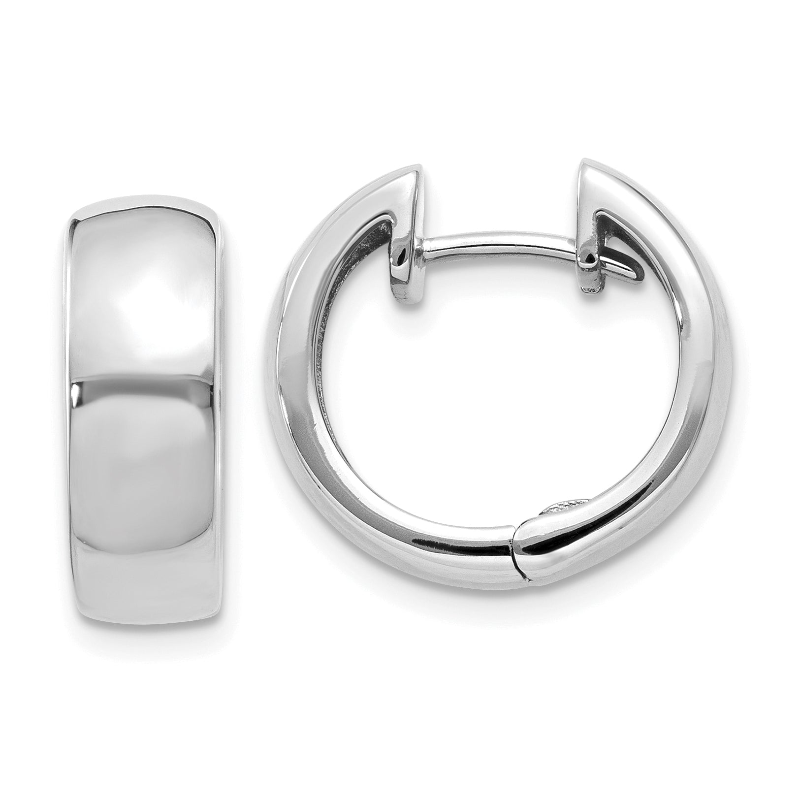 14k White Gold Round Hinged Hoop Earrings Main image