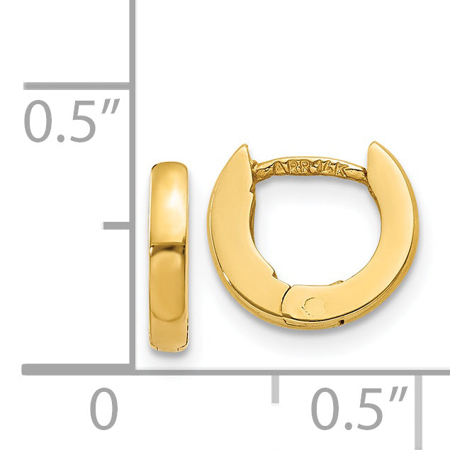 14k Polished Round Hinged Hoop Earrings