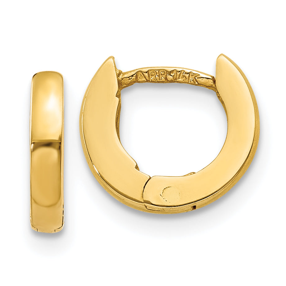 14k Polished Round Hinged Hoop Earrings