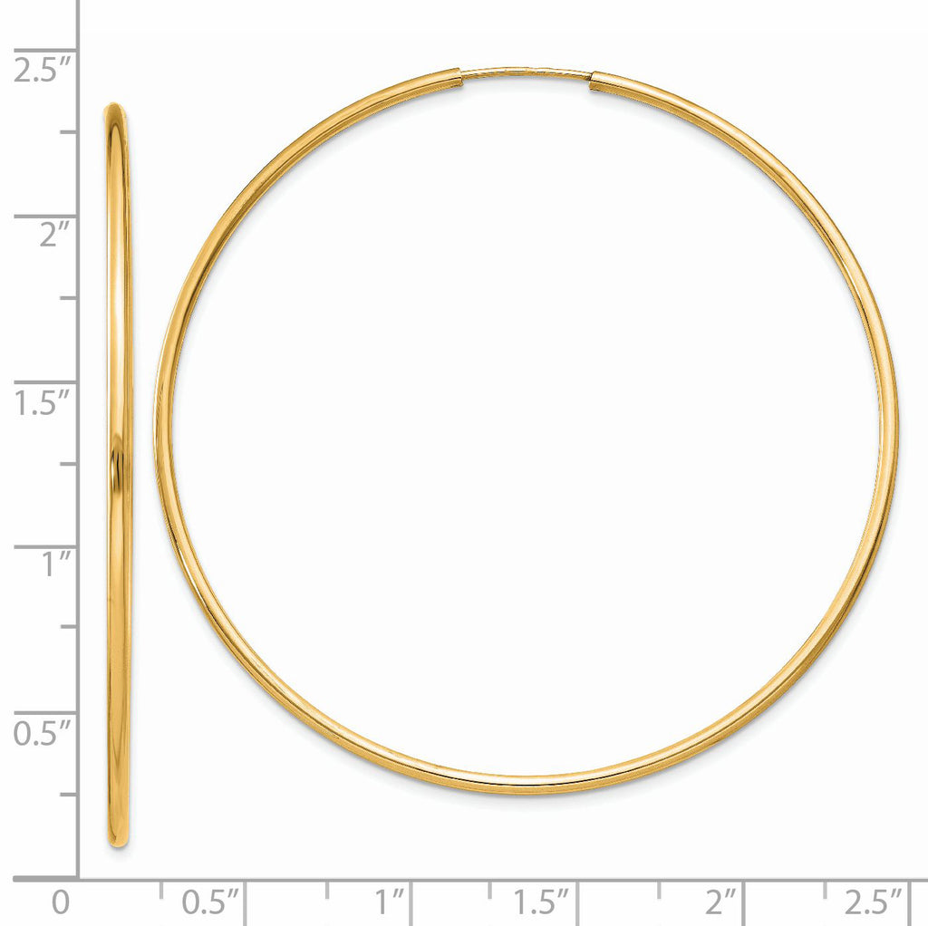 14k 1.5mm Polished Round Endless Hoop Earrings