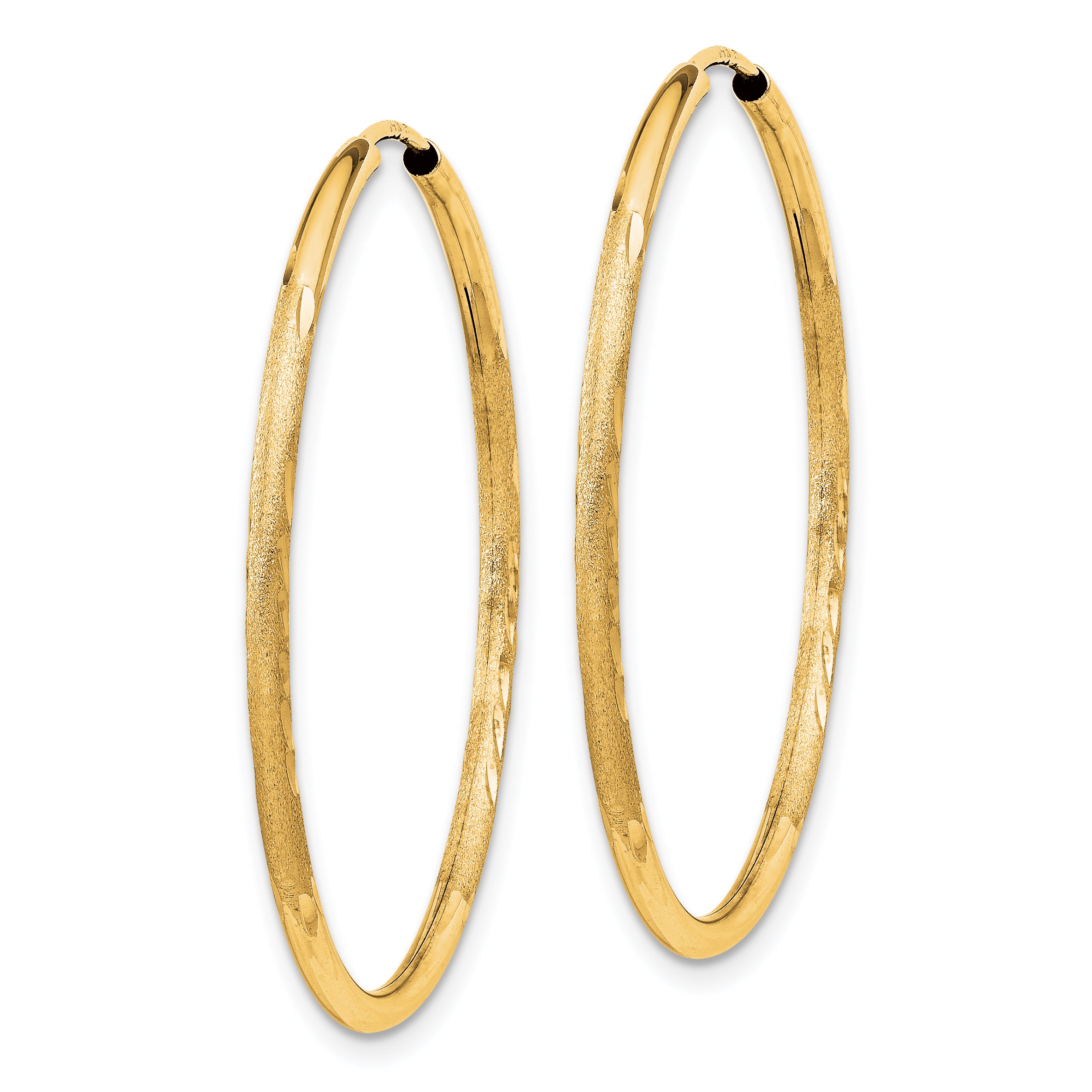 14k 1.5mm Satin Diamond-cut Endless Hoop Earrings Secondary image