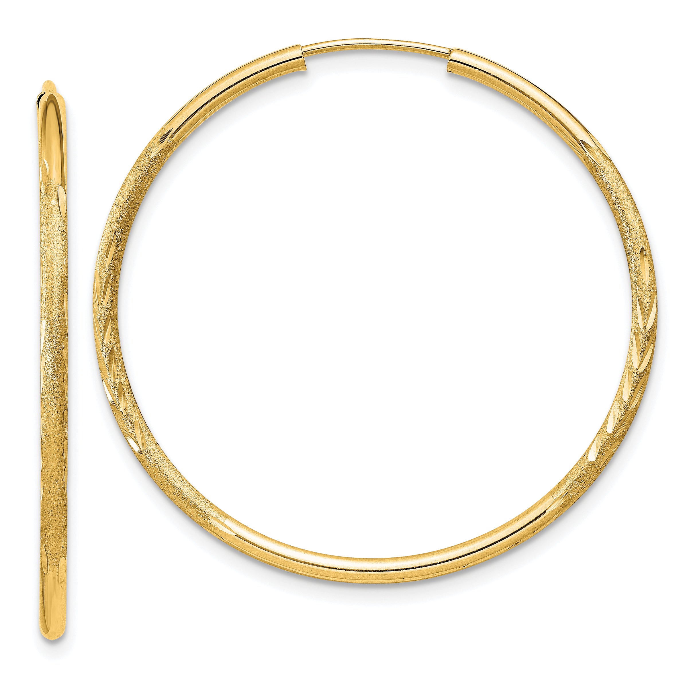 14k 1.5mm Satin Diamond-cut Endless Hoop Earrings Main image
